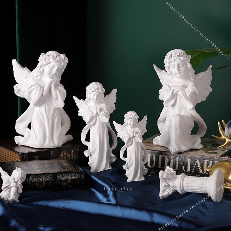 臺灣模具🥕🥕歐式復古小天使雕像擺設少女天使擺件樹脂石膏雕塑裝飾品婚禮布置不可食用