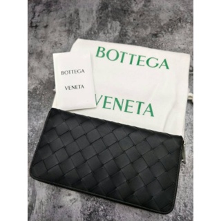 BOTTEGA VENETA BV拉鍊長夾 皮夾 長夾 中格 編織 BV 黑色 編織長夾 593217VCPQ48803