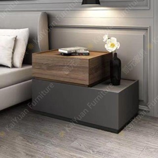 【凱元家居】 KaiYuan Furniture意式輕奢高階床頭櫃小戶型置物多功能鬥櫃窗頭櫃灰色床邊櫃收納櫃
