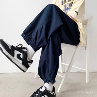 【潮尚男裝】日係cityboy藏青色褲子男夏季薄款哈倫燈籠褲美式複古直筒工裝褲純色垂感直筒薄款運動哈倫百搭寬鬆闊腿褲 8