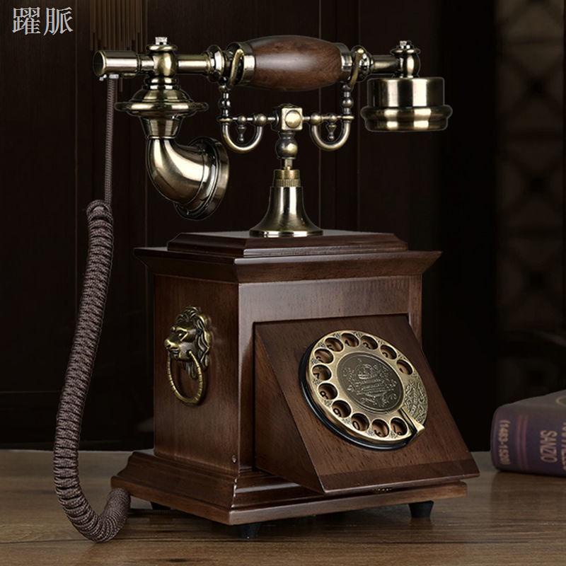躍脈熱銷⊙∋∋特價老式民國實木旋轉盤電話機仿古復古撥號電話中式古董家用座機