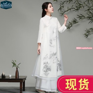 🚚臺灣熱賣免運⚡️中國風禪服女秋冬文藝古風日常裝加厚長袖茶服禪舞連衣裙/古裝
