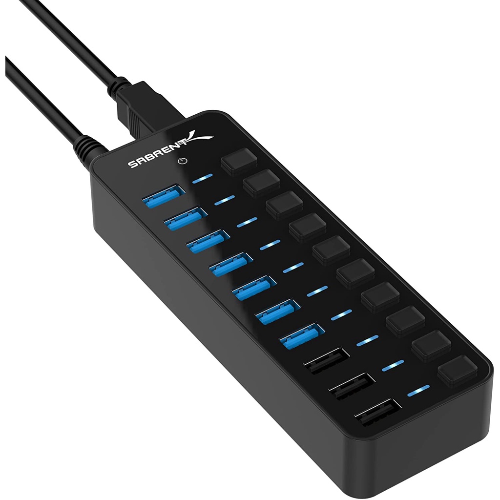 Sabrent HB-B7C3 60W 集線器 10孔 USB 3.0 Hub 分線器 5Gbps 2.4A 獨立開關