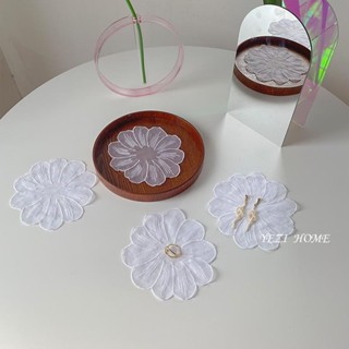 LIGHT HOME韓國復古chic風手工刺繡花邊杯墊北歐vintage蕾絲ins風餐墊裝飾#預購#要開超取請聊聊我
