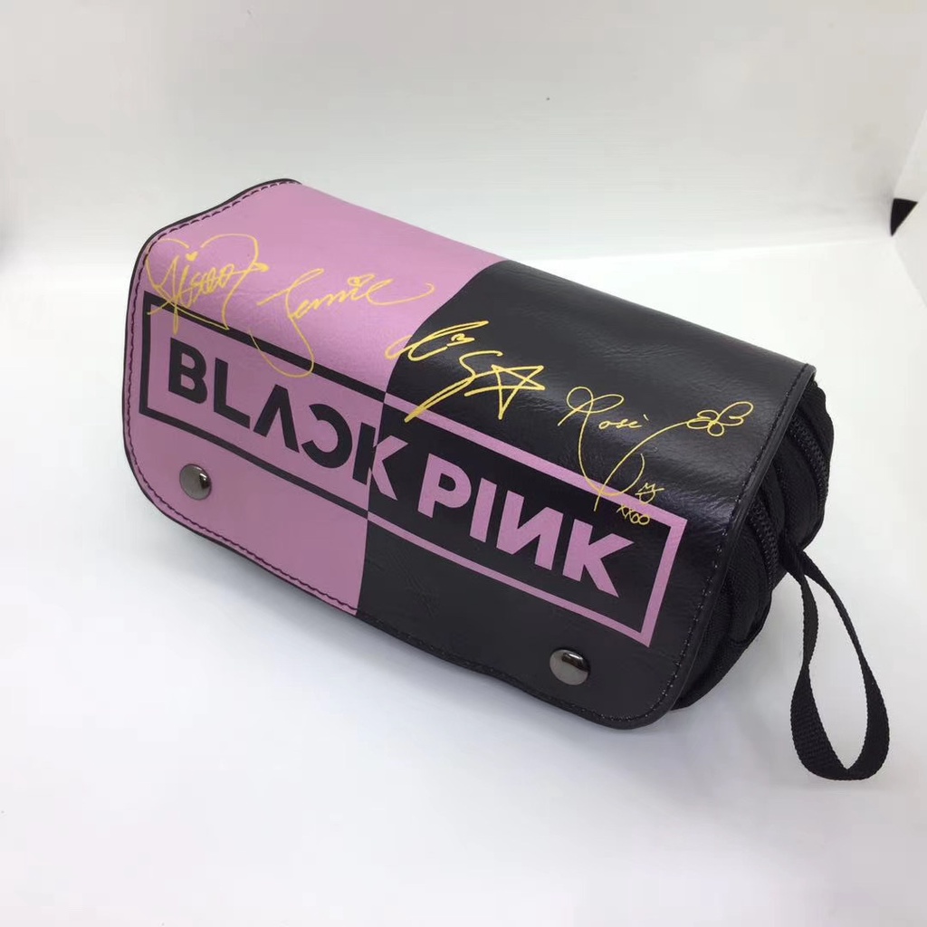 鉛筆盒 文具盒 筆袋 筆盒 明星偶像女團 BLACK PINK筆袋 PU皮雙層拉鍊 大容量 化妝包 文具盒