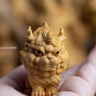 滿299發貨時光裡小葉黃楊木雕刻文玩隨身手把件瑞獸麒麟車載辦公桌裝飾工藝品擺件
