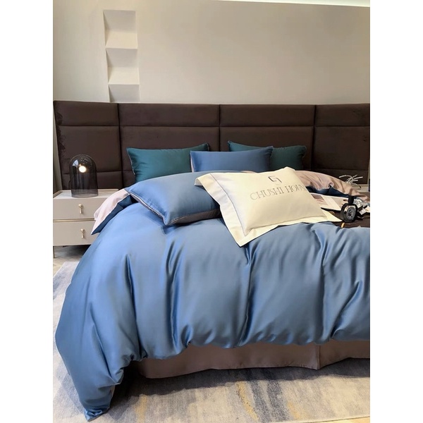 免運 5色/歐美簡約60支天絲拼色床包組 素色床單被套枕套 ikea床墊尺寸 專櫃品質 雙人床包 雙人加大床
