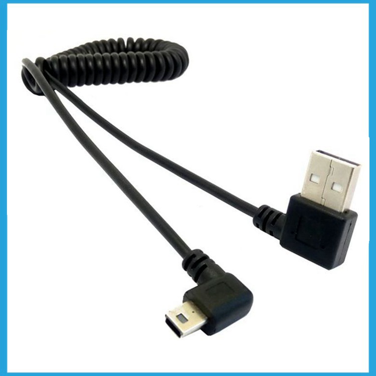 【cod】雙彎頭迷你USB螺旋數據線T型口Mini 5PIN行車記錄儀彈簧數據