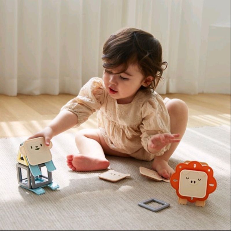 現貨|韓國Haave Bricks可愛小動物磁鐵積木組91PCS 磁力片 韓國質感玩具 二手 益智玩具 感官訓練 兒童節