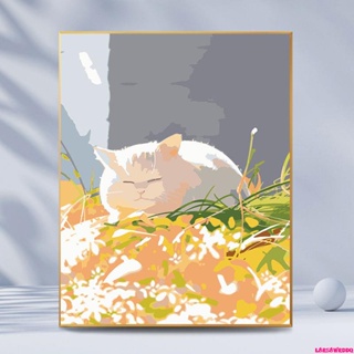油畫-diy數字油畫手工手繪填色填充治愈可愛貓咪簡約裝飾畫午后時光