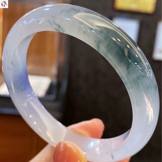 玉石手鐲 翡翠手鐲 冰種翡翠手鐲紫飄綠花扁條紫羅蘭春彩貴妃玉手鐲陽綠寬版
