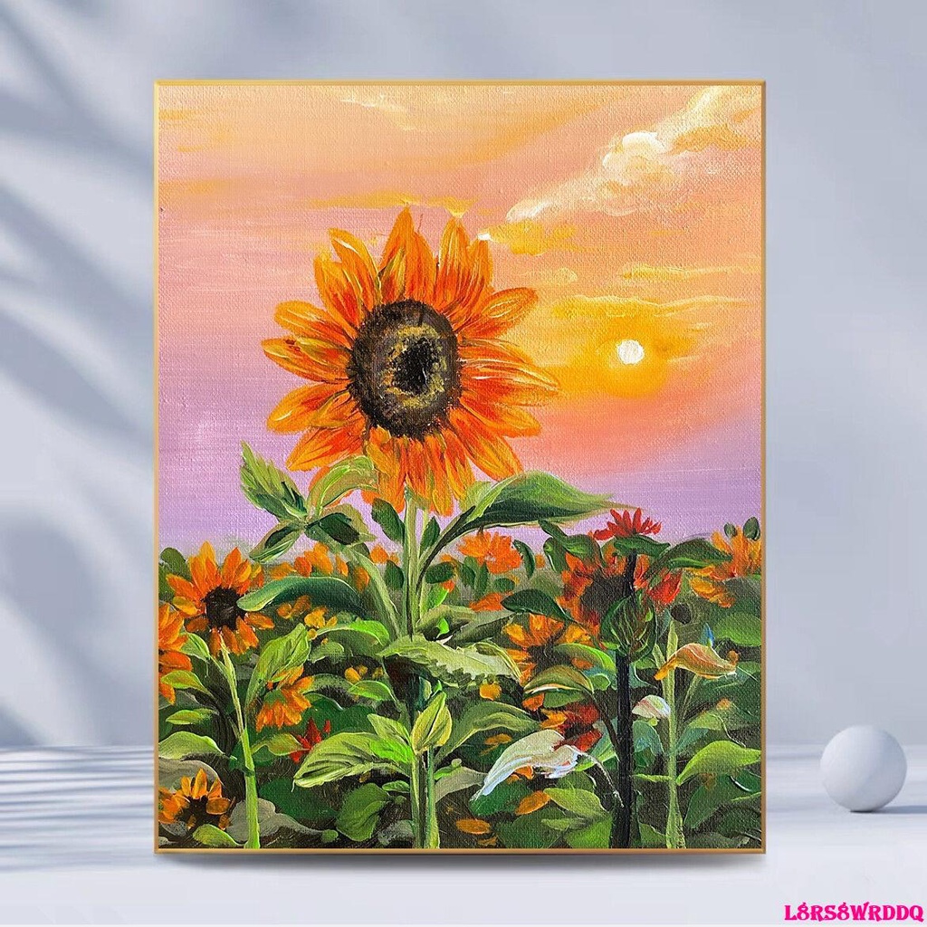 油畫-爆款向日葵diy數字油畫手繪植物花卉填色油彩畫太陽花減壓裝飾畫