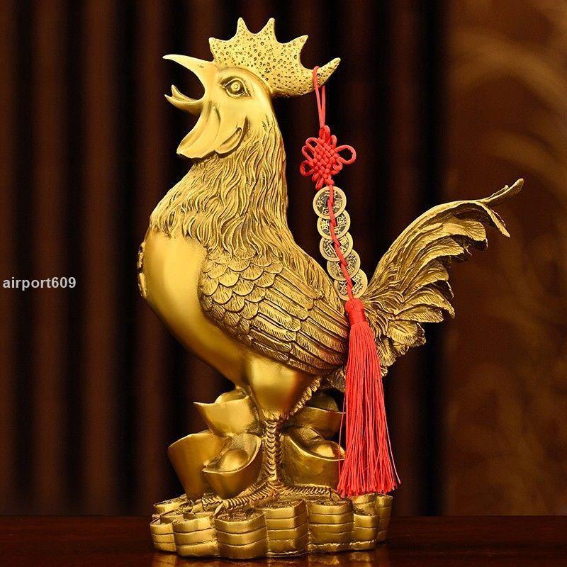 【破損包賠】銅公雞擺件純銅福雞工藝品家居裝飾品桌面金雞擺設生肖新款高檔