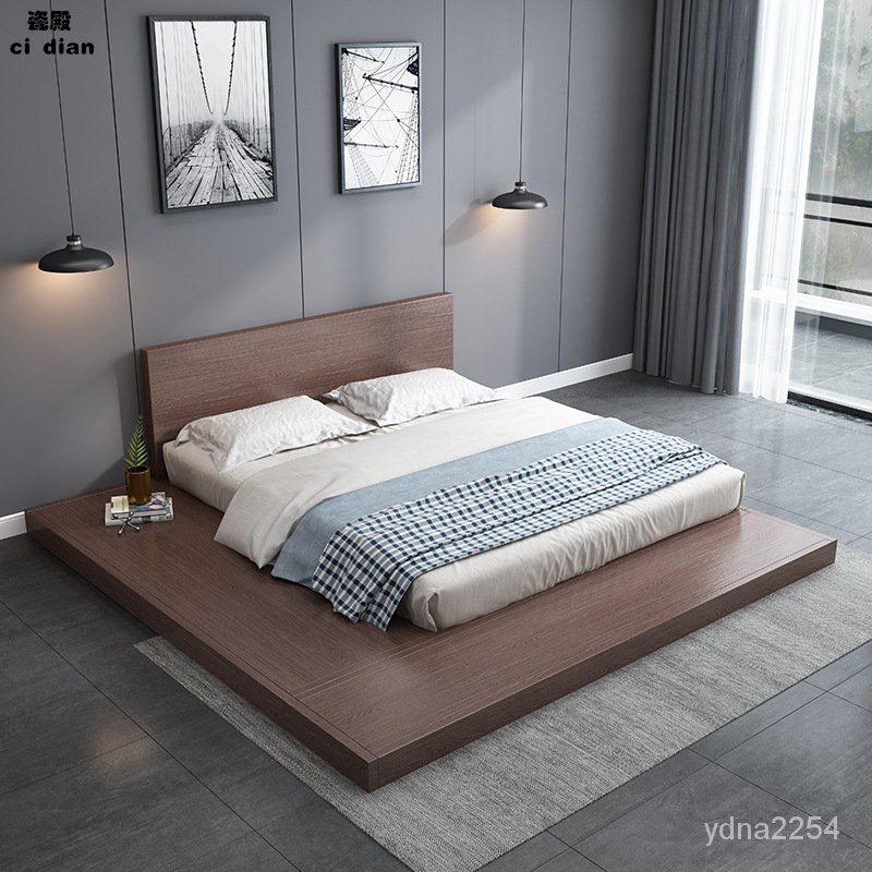 【King&amp;Queen】山姆傢具日式ins風榻榻米床1.8米簡易雙床架 雙人床架 單人床架 雙人床 高架床 掀床 臥室床