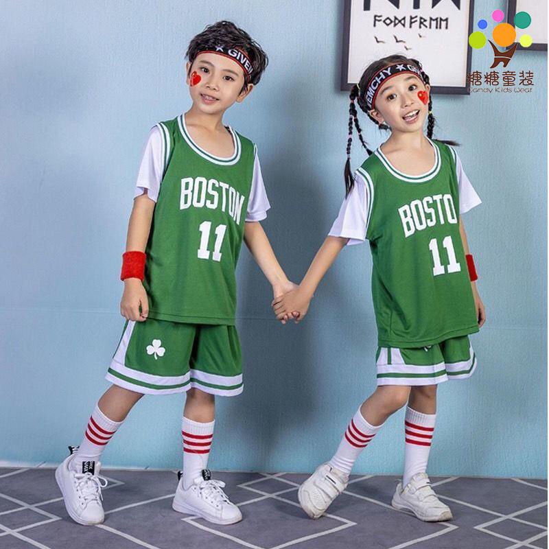 兒童籃球服 運動服 籃球服 運動服 綠特人套裝 時尚休閑服 小學生 中學生球服