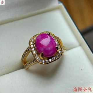 玉石戒指 設計天然舒俱來南非櫻花紫金鑲蘇紀石s925銀鑲嵌蛋面戒指