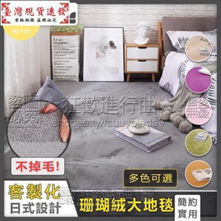 【免運】全網低價珊瑚絨地毯不掉毛客製化純色潮牌地墊防滑加厚加密短毛臥室床邊毯客廳地毯滿