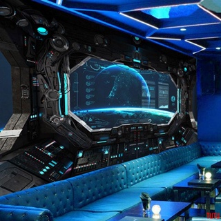 【精選】3D裝修未來科技感裝飾墻紙科幻風太空艙定制壁紙VR電競館房間壁畫