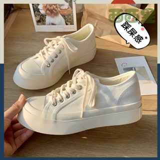 西西裡女鞋🔥🔥大碼女鞋35-43 寬胖肥腳41厚底帆佈鞋春鞦新款闆鞋小白鞋大頭鞋42