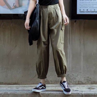 【Wik】休閑褲 長褲 女 純棉工裝褲小個子韓版寬鬆大碼顯瘦春季九分褲百搭運動哈倫女褲子