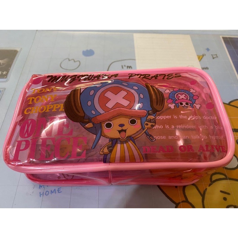 正版授權 航海王 海賊王 PVC長方形 萬用包 零錢包 化妝包 喬巴 粉紅色 筆袋 透明 鉛筆盒