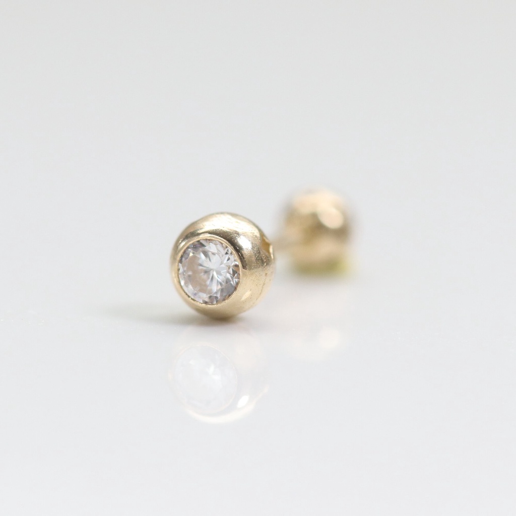 14K 金包鑲鑽鎖珠耳環(單個 K金耳環
