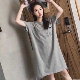 【臺出免運】睡衣女夏韓版睡裙短袖女士夏天家居服甜美中長款大碼可愛學生寬松女生睡衣 性感蕾絲睡衣 冰絲涼感睡衣 居家服