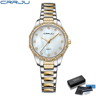 Crrju 女士手錶頂級品牌小錶盤休閒時尚優雅模擬石英不銹鋼防水 2195