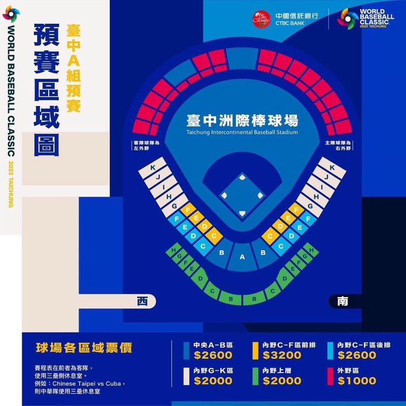 WBC世界棒球經典賽 3/10中華義大利內野下層熱區門票