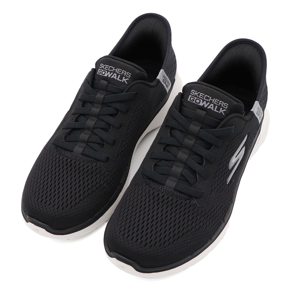 Skechers GO WALK 6 黑白 套入式 網布 透氣 健走鞋 男款 B3511【新竹皇家216279BLK】