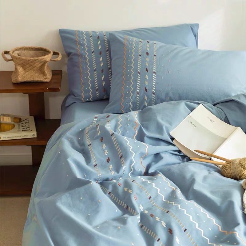 免運 12款/北歐刺繡水洗棉純棉床包組 ikea床墊尺寸 單人床包 雙人床包 雙人加大床包