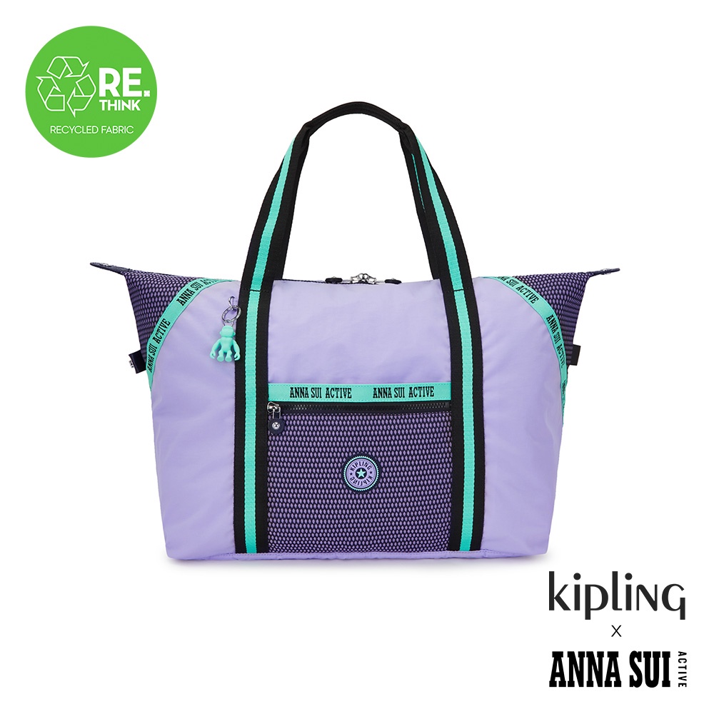 Kipling x ANNA SUI ACTIVE 網眼拼接樂活紫拉桿旅行袋-ART M