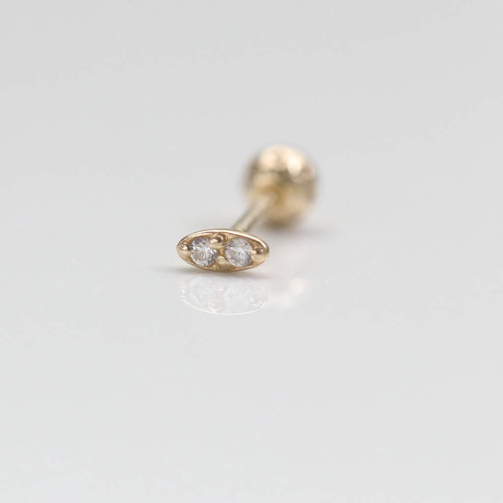 14K 眼睛鑽造型鎖珠耳環(單個K金耳環