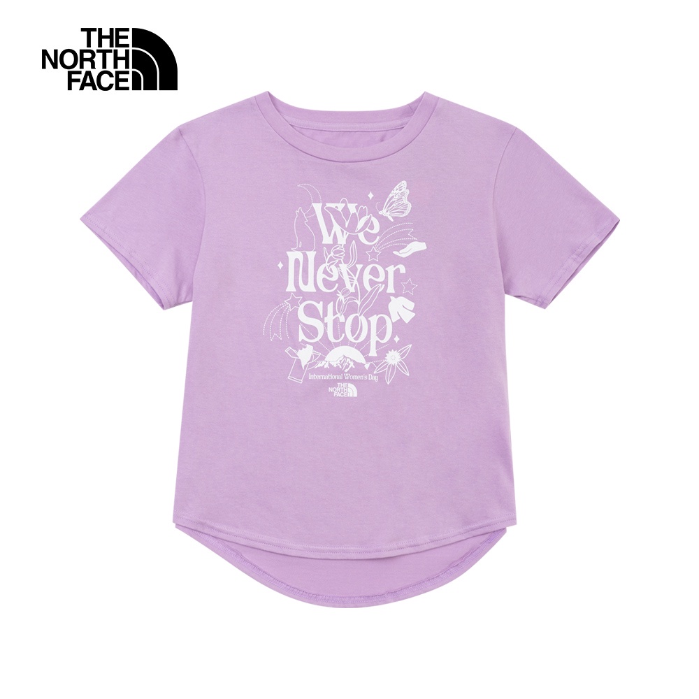 The North Face北面兒童紫色趣味標語印花短袖T恤｜82TPHCP
