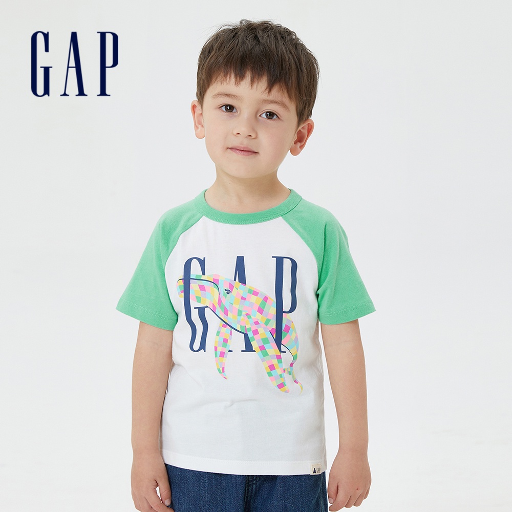 Gap 男幼童裝 Logo印花短袖T恤 布萊納系列-鯨魚(595299)