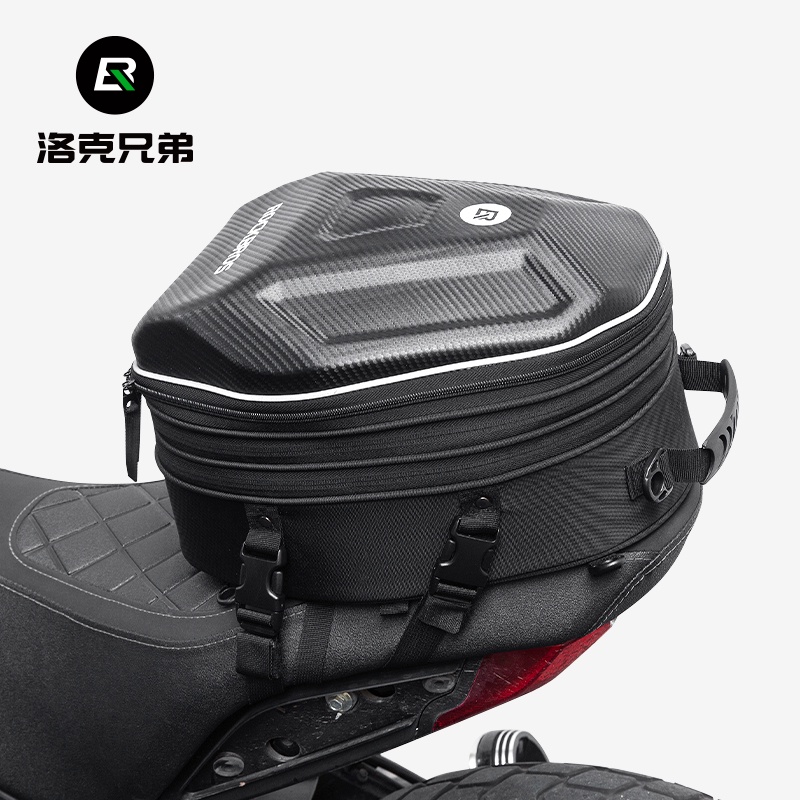 [送防雨罩] ROCKBROS 摩托車頭盔袋防水 20-35L 可擴展的儲物袋反光鞍袋硬殼騎手背包