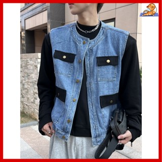 🔥港風牛仔背心男 男生馬甲 牛仔背心外套 潮流寬鬆 馬甲背心 牛仔馬甲 男士馬甲 夏季薄款外套 復古馬甲 無袖坎背心