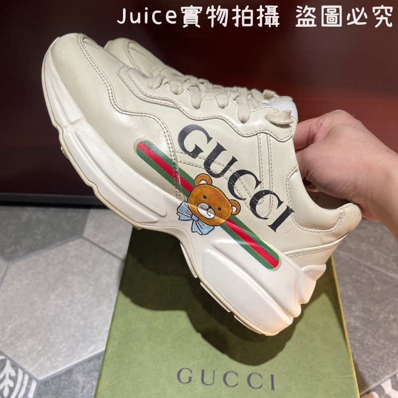 二手正品 Gucci 限量EXO KAI金鐘仁  X GUCCI 聯名 泰迪熊 熊熊 老爹鞋 660014