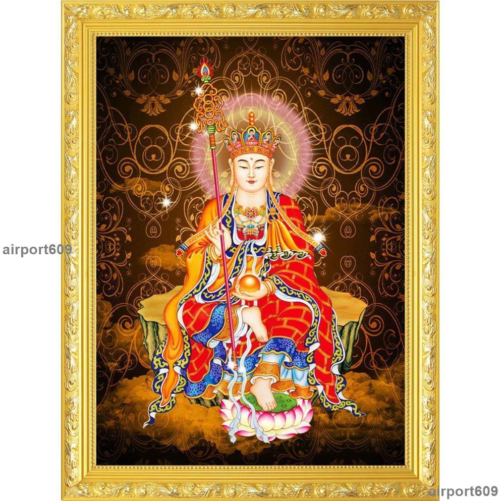 满288發貨時光裡大小款 地藏王菩薩 地藏菩薩 佛像畫像掛像貼畫絲絹掛畫 可帶木框