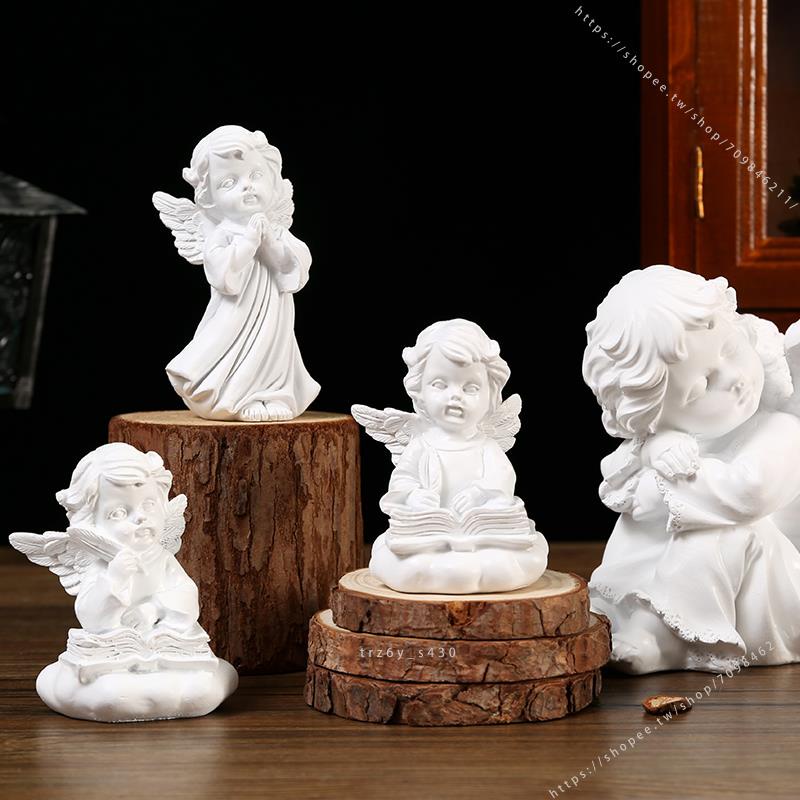 臺灣模具🥕🥕迷你石膏小天使擺件臥室歐式復古雕塑雕像桌面裝飾樹脂拍攝道具不可食用