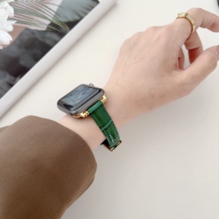 小蠻腰雙珠 皮革錶帶 適用於 Apple Watch S8/Ultra/7/6/se2/4/3/2蘋果手錶錶帶