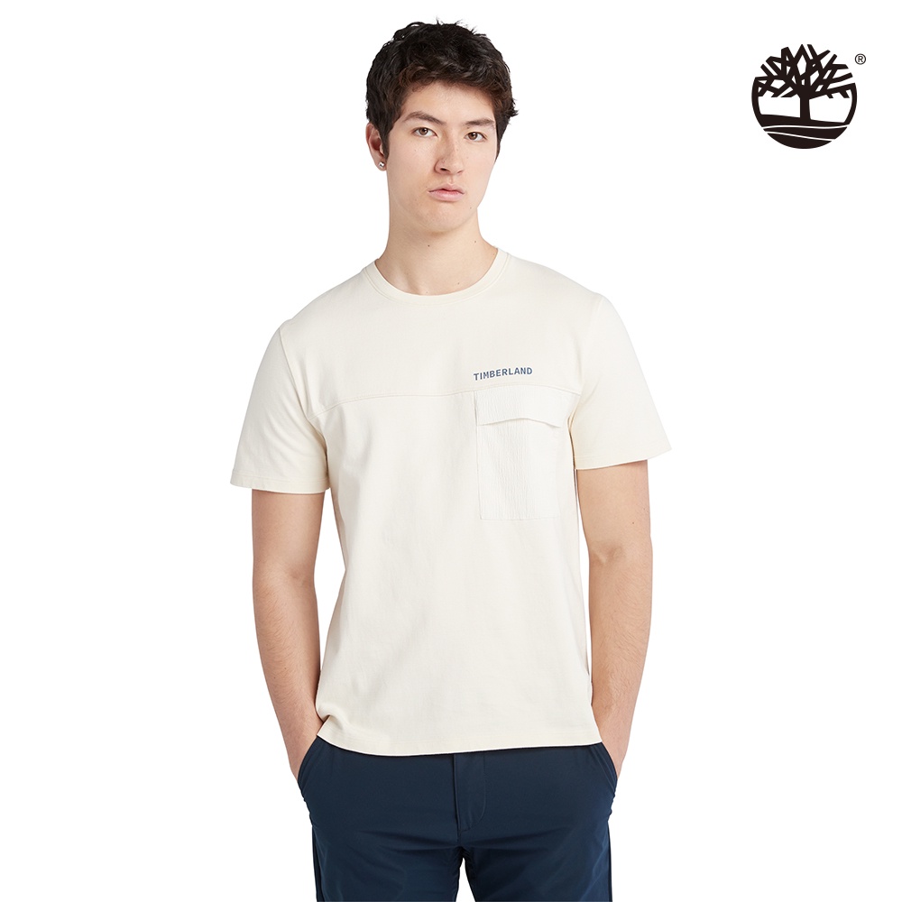 Timberland 男款復古白色短袖口袋T恤|A665NCM9