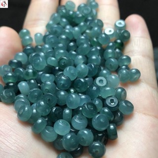 DIY玉石配珠 玉石散珠 緬甸翡翠A貨冰藍水算盤珠散珠隔珠隔片DIY手串手鏈項鏈批發
