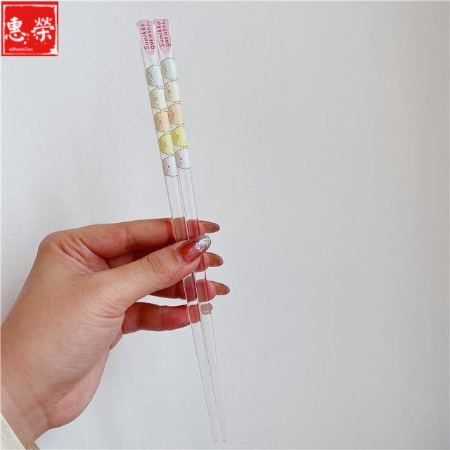 熱銷中🧣送筷子架!出口角落生物筷子 水晶筷 子 透明筷 子家用易清洗筷