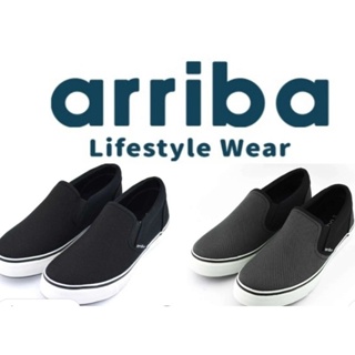ARRIBA 艾樂跑男鞋 台灣製造 素色布面 耐磨止滑橡膠大底懶人鞋 灰色 黑色 AB9034