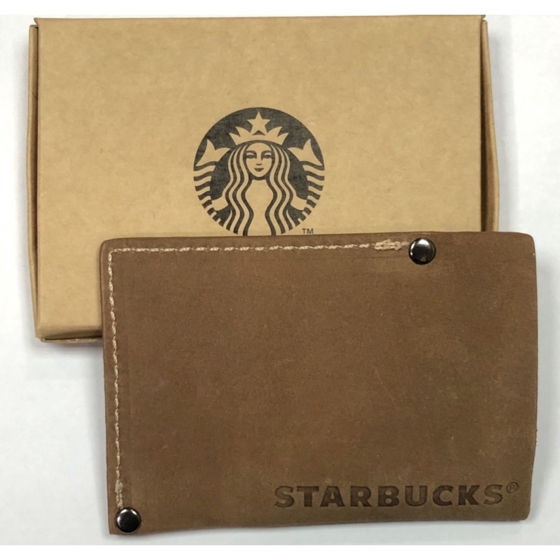 全新 未拆 台灣 星巴克 Starbucks 300店紀念款 正品 麂皮 卡夾 真皮 卡套 真皮 證件套 悠遊卡套 盒裝