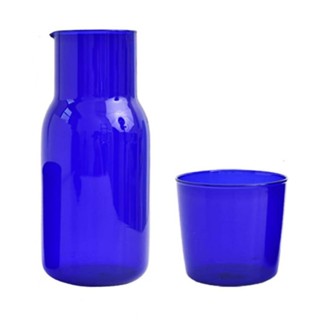 玻璃果汁飲料壺 高硼矽玻璃 一人飲茶壺套裝 彩色小容量涼水壺 創意牛奶杯 簡約冷水壺