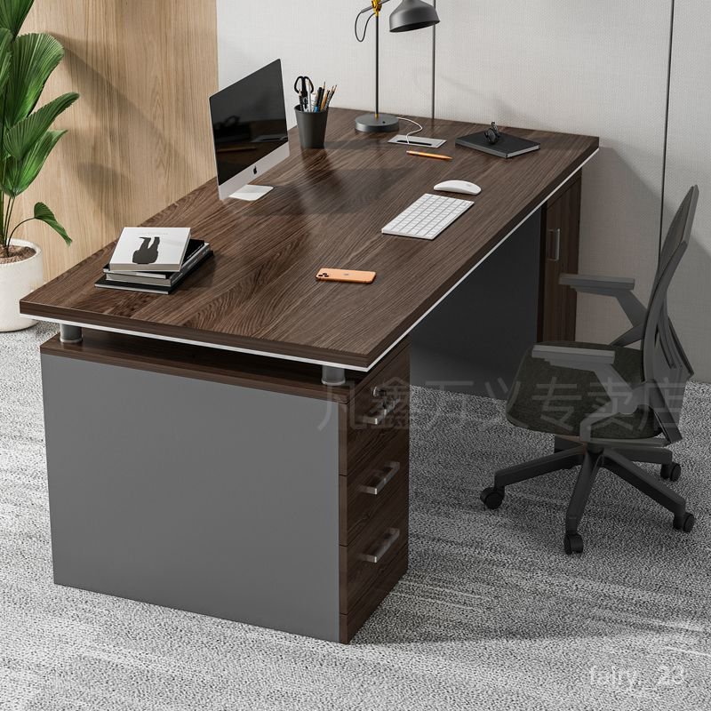 【貝奇家居】辦公桌帶鎖工作桌傢用臺式辦公桌子椅子一套簡易帶抽屜電腦書桌子
