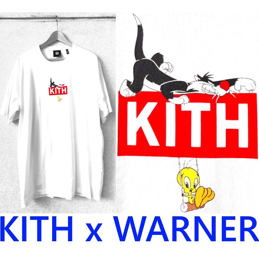 BLACK極新KITH x WARNER華納80周年紀念Tweety 崔弟金絲雀&amp;大笨貓BOX LOGO短T