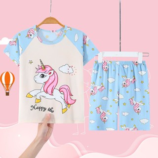 【夏季新品】kitty睡衣 女童 兒童睡衣短袖 卡通睡衣 兒童睡衣 夏季薄款短袖男女童睡衣中大童寶寶空調服卡通家居服套裝